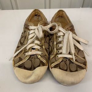 Coach Zorra Gold Sequin Sneakers Sz 8.5